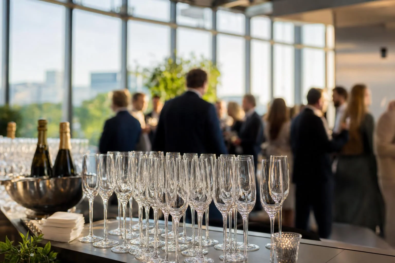 Portabel glassdisk med handgjord gelato på ett företagsevent