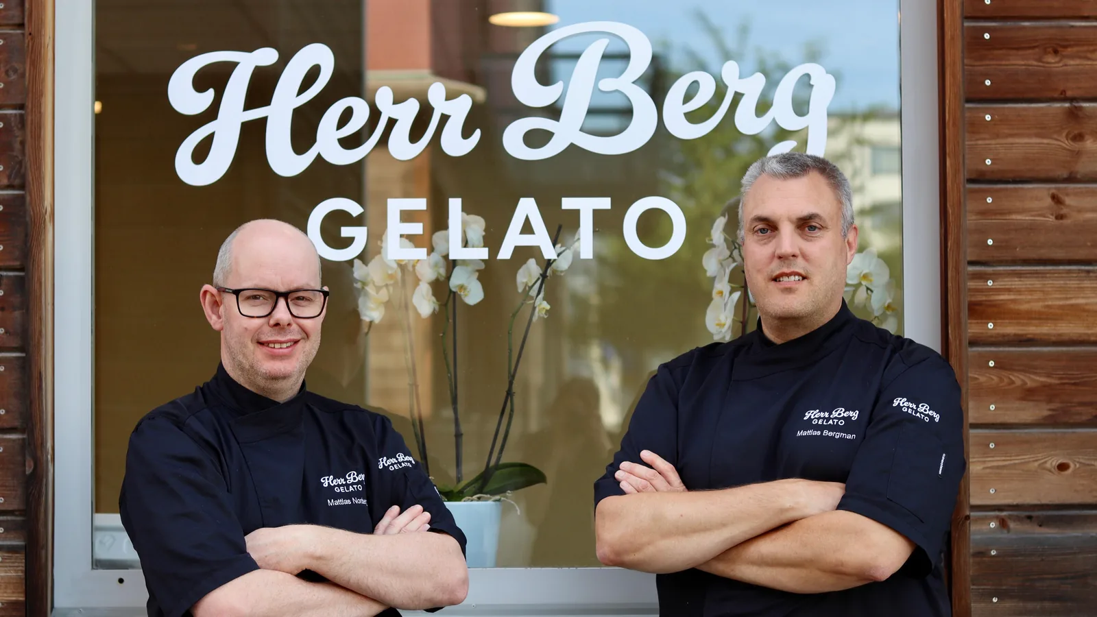Mattias Norberg och Mattias Bergman utanför Herr Berg i Bromma